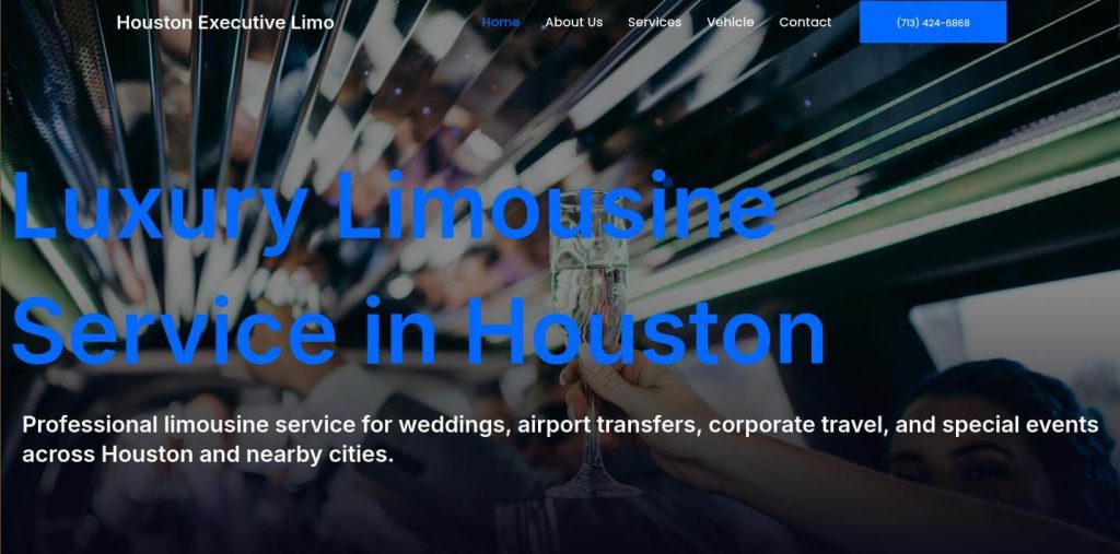 Luxury limousine service website design project for Houston limo company
